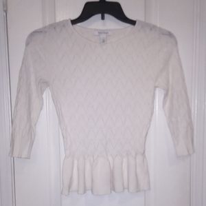 WHBM White Peplum Sweater Size S